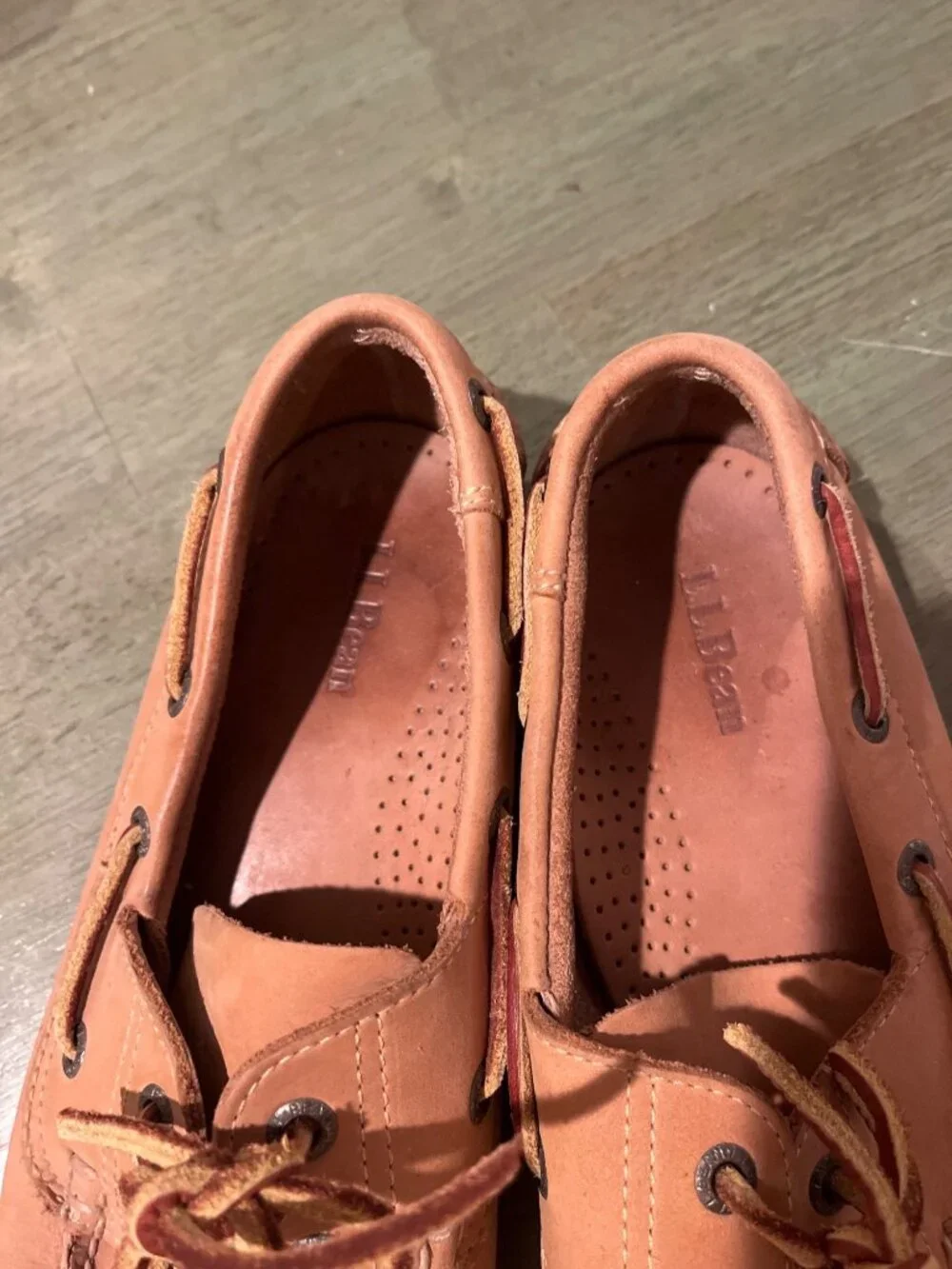 Mens L.L.Bean Tan Leather Deck Shoes Size 9 D Boat Style Casual Loafers Made In